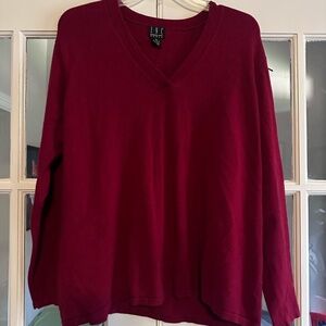 INC International Concepts Men's Long Sleeve V-Neck Sweater Burgundy